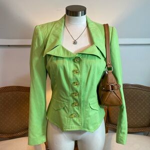 Vintage 80s/90s Lime Green Women's Blazer Jacket, Size Medium, Colorful Workwear